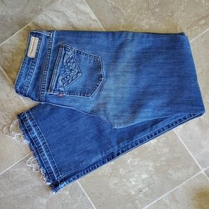 RARE layered bric Levis Rough Hem 545 Midrise